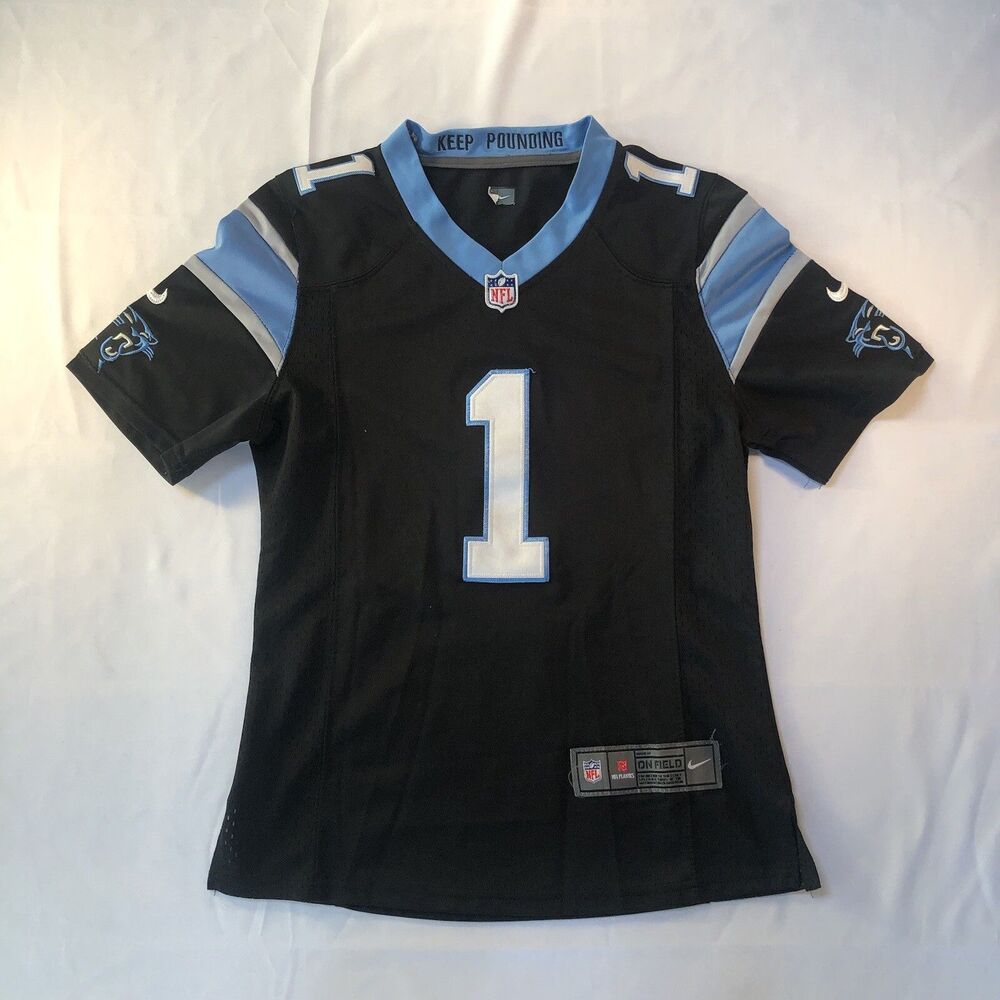 Nike On Field Cam Newton Jersey Carolina Panthers Black #1 Football Youth Size M
